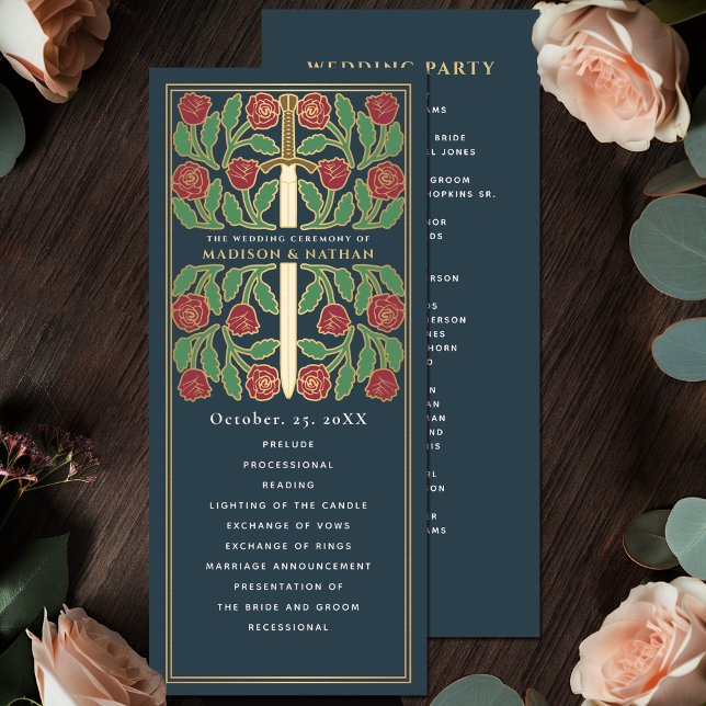 Grey Mediaeval Gold Floral Sword Royal Wedding Programme (Creator Uploaded)