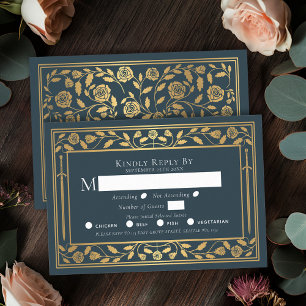 Grey Mediaeval Sword Wedding RSVP Enclosure Card