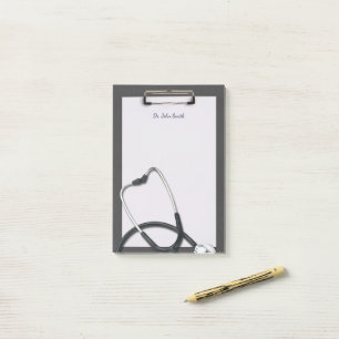 Grey Medical Clipboard with Stethoscope Post-it Notes
