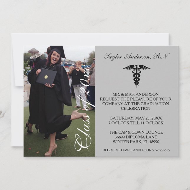Grey Medical RN School Graduation Announcement (Front)