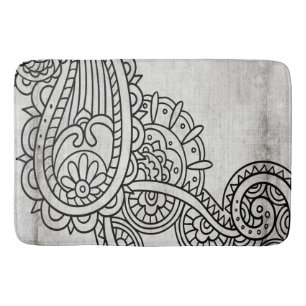 Grey Mehndi Motif Bath Mat