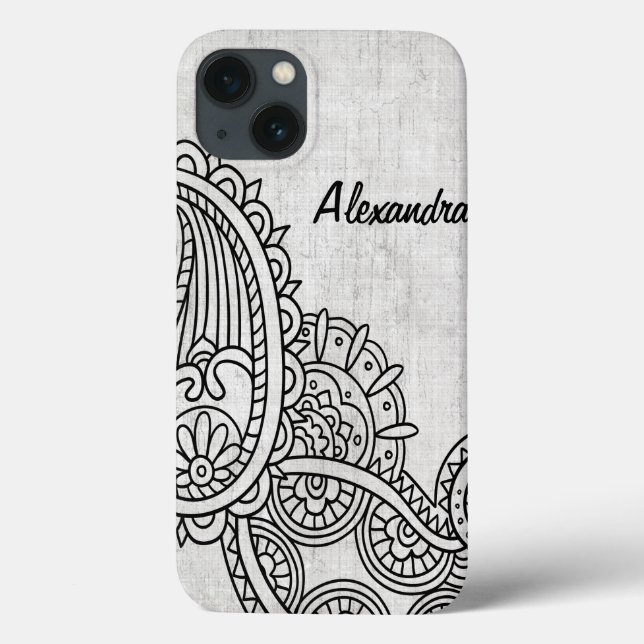 Grey Mehndi Motif iPad Air Case (Back)