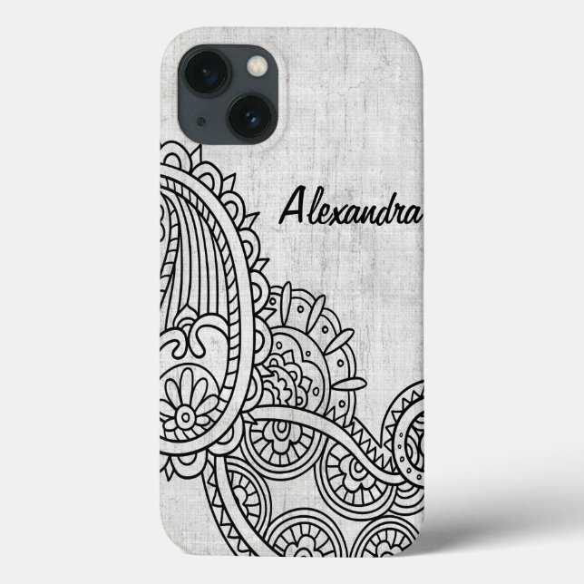 Grey Mehndi Motif iPad Mini Case (Back)