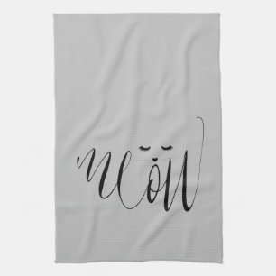 Grey Meow Cat Tea Towel