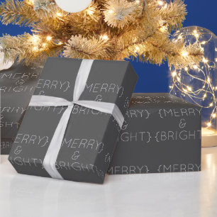 Grey Merry and Bright Wrapping Paper