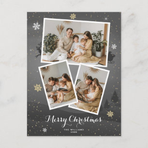 Grey Merry Christmas Holiday Photo Postcards