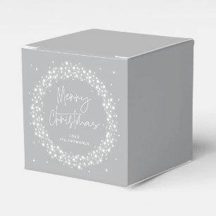 Grey Merry Christmas Sparkling Lights Favour Box