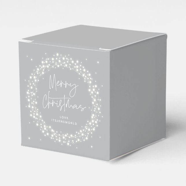 Grey Merry Christmas Sparkling Lights Favour Box (Front Side)