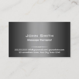 Grey Metal Massage therapist Business Card