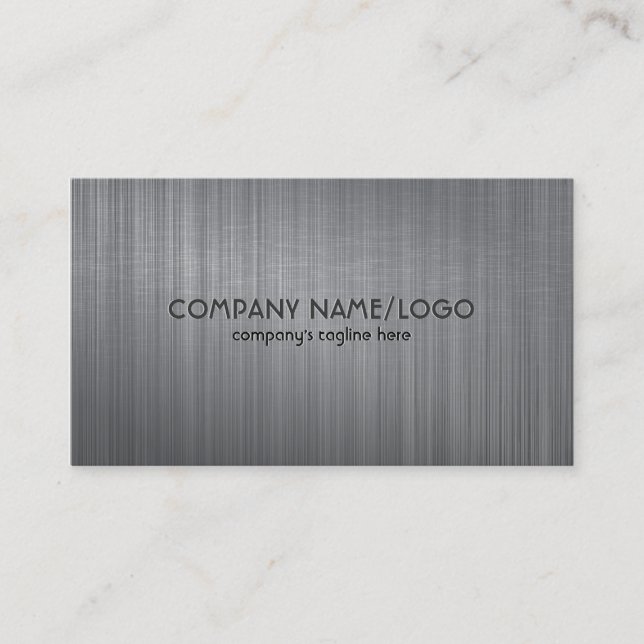 Grey Metallic Brushed Aluminium Look Business Card (Front)