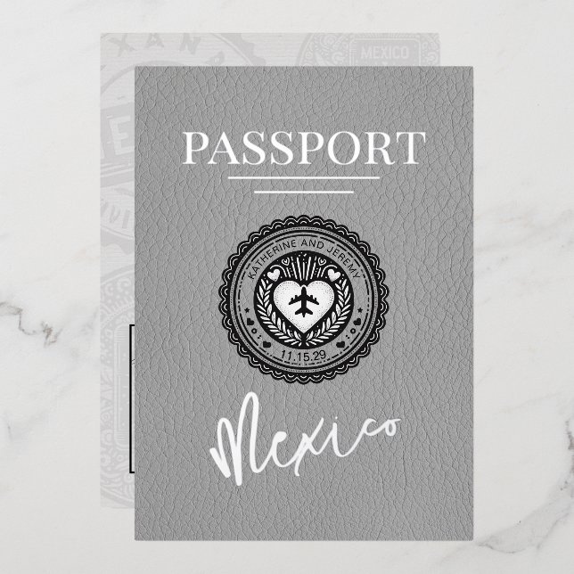Grey Mexico Passport Wedding (Front/Back)