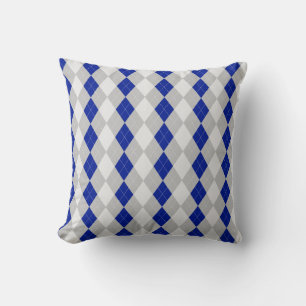 Grey & MIDNIGHT BLUE Diamonds ARGYLE Pattern Cushion