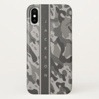 Grey military camouflage pattern with name