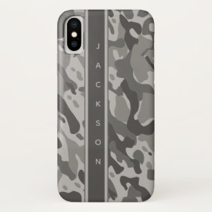 Grey military camouflage pattern with name Case-Mate iPhone case