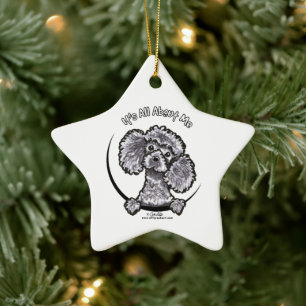 Grey Miniature Toy Poodle IAAM Ceramic Tree Decoration