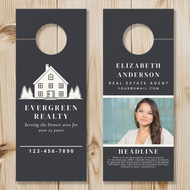 Grey Minimal Rustic Real Estate Agent House Photo Door Hanger (Creator Uploaded)
