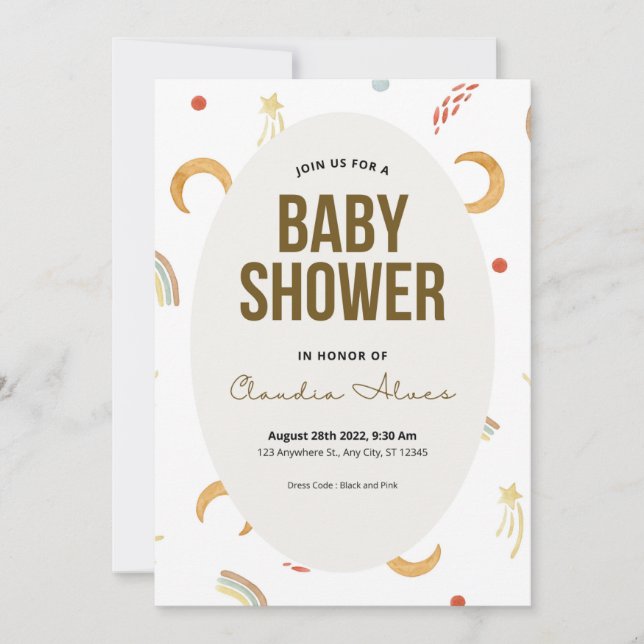 Grey Minimalist Baby Shower Invitation (Front)