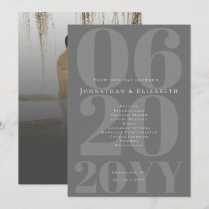 Grey Minimalist Bold Type Photo Wedding Programme