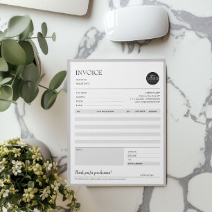 Grey Minimalist Business Invoice Sales Template Notepad