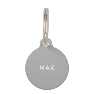 Grey minimalist custom name dog tag