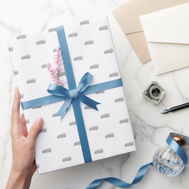 Grey Minimalist Dashes on White Wrapping Paper (Gifting)