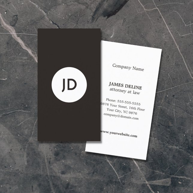 Grey Minimalist Monogram Attorney Business Card (Creator Uploaded)