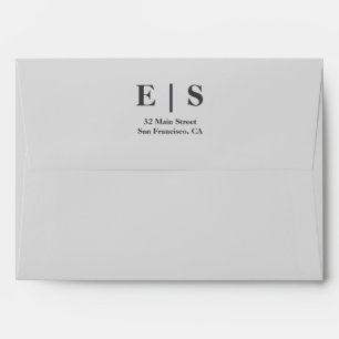 Grey Minimalist Monogram Couple Photo Wedding Envelope