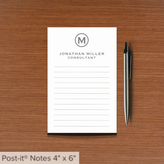 Grey Minimalist Monogram Lined Notes (Creator Uploaded)