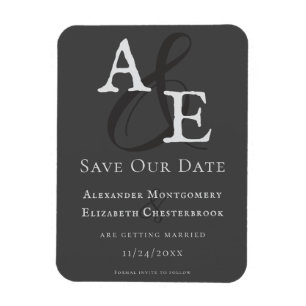 Grey Minimalist Monogram Magnet