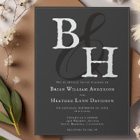 Grey Minimalist Monogram Wedding