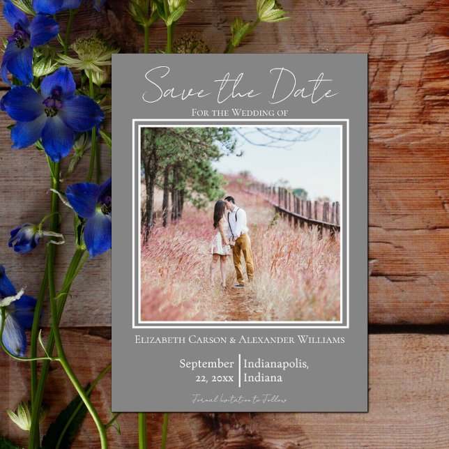 Grey Minimalist Photo Save The Date (Gray Minimalist Photo Save the Date)