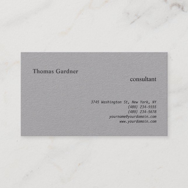 Grey Minimalist Plain Creative Modernist Business Card (Front)