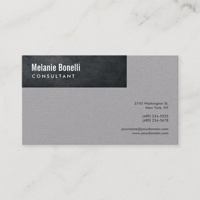 Grey Minimalist Plain Modern Standard Size Business Card (Front)