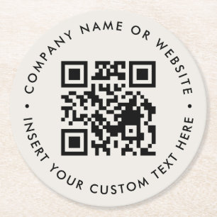 Grey Minimalist QR Code Business Coaster Set