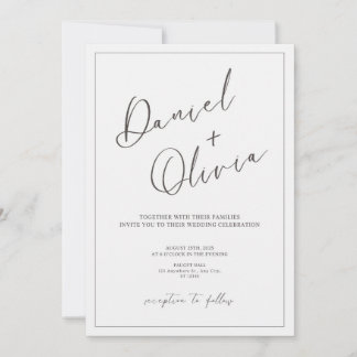 Grey minimalist wedding invitation