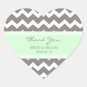 Grey Mint Chevron Thank You Wedding Favour Tags