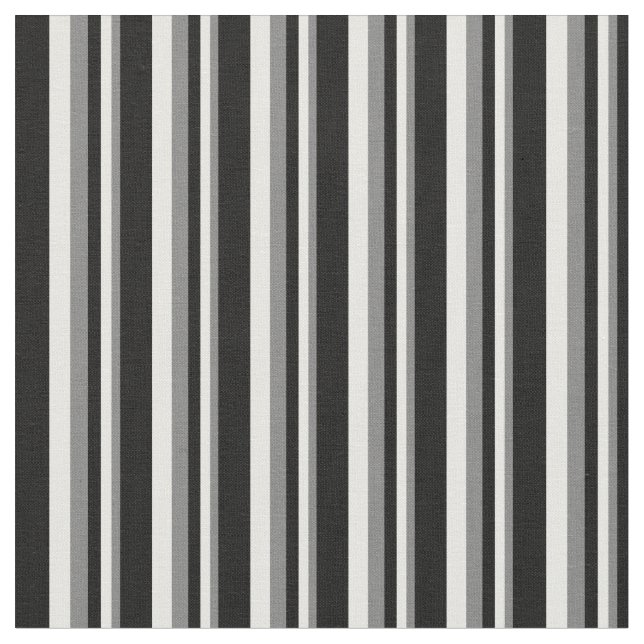 Grey, Mint Cream & Black Coloured Striped Pattern Fabric (Close Up)