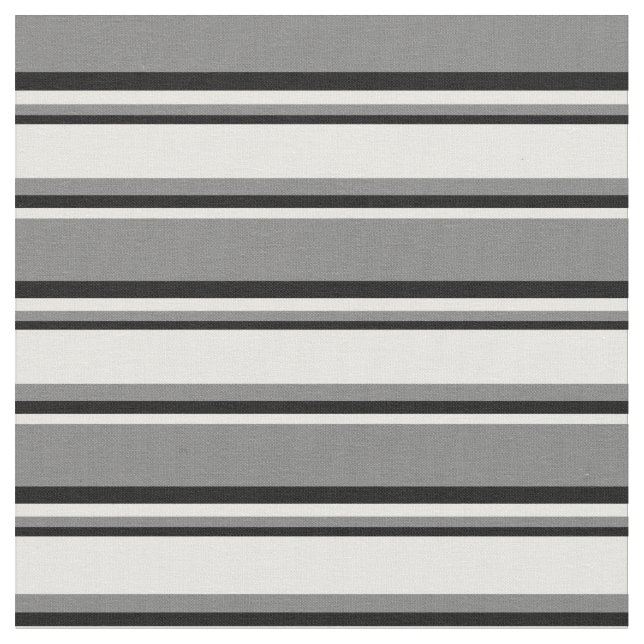 Grey, Mint Cream & Black Striped Pattern Fabric (Close Up)