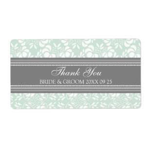 Grey Mint Damask Wedding Labels