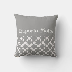 Grey Mod Ball Design @ Emporio Moffa w/text Cushion