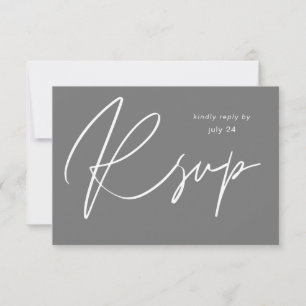 Grey MOD Calligraphy w Meal RSVP Card