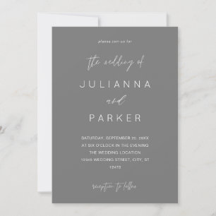 Grey MOD Calligraphy Wedding Invitation