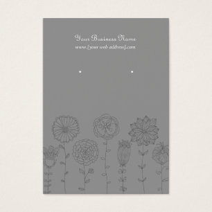 Grey Mod Flowers Custom Earring Card