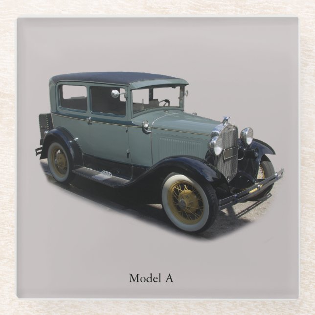 Grey Model A glass coaster (Front)