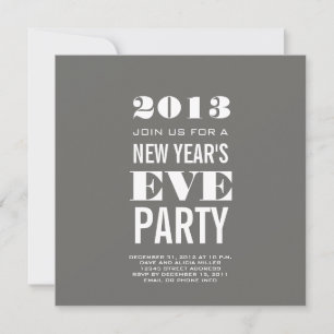 Grey Modern 2013 New Year's Eve Party Invite