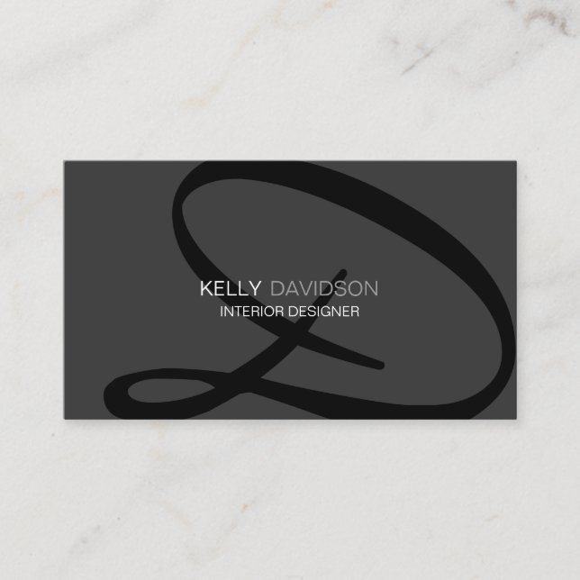 Grey Modern and Elegant Monogram Business Card (Front)