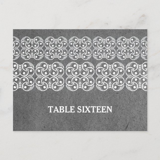 Grey Modern Bohemian Table Number Postcard (Front)