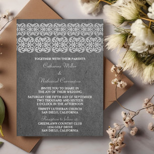 Grey Modern Bohemian Wedding Invite