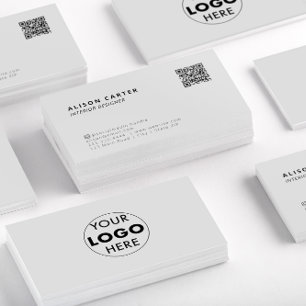 Grey Modern Business Cards QR & Logo Stand Out