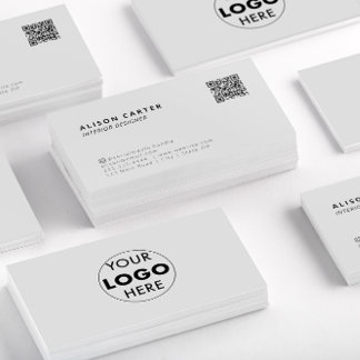 Grey Modern Business Cards | QR & Logo | Stand Out